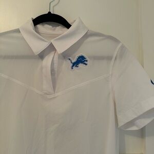 White Polo Shirt with Detroit Lions Logo